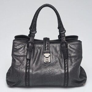 Bottega Veneta Black Lambskin Leather Roma Tote Bag